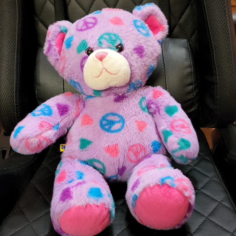 PEACE BUILD A BEAR Stuffed Toy Bear Multi Colored BAB Collectable